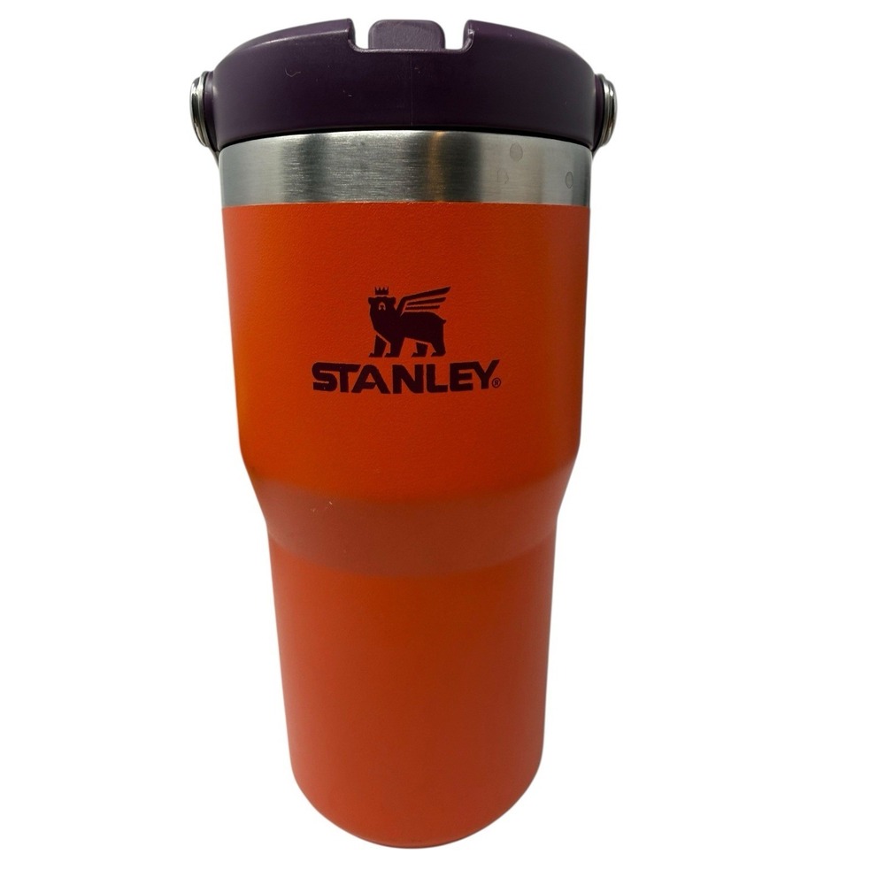 Stanley The Ice Flow Straw Tumbler 20 Oz Tiger Lily Plum & Orange Small Dent